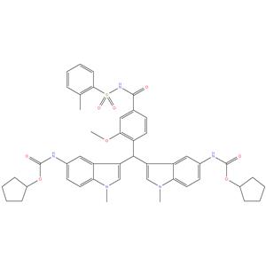 Dicyclopentyl (3,3'-((2-methoxy-4-((o- tolylsulfonyl)carbamoyl)phenyl)methylene)bis(1- methyl-1H-indole-5,3-diyl))dicarbamate
