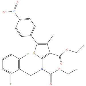 Ethyl 2-[(2,6-Difluoro-benzyl)-ethoxycarbonyl-amino]-4-methyl-5-(4-nitro-phenyl)-thiophene-3-carboxylate