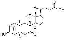 CAS # 128-13-2, Ursodeoxycholic acid, 3,7-Dihydroxycholan-24-oic acid, 3alpha,7beta-Dihydroxy-6beta-cholan-24-oic acid, Ursodiol