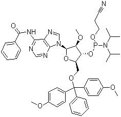 CAS # 110782-31-5, N-Benzoyl-5'-O-(4,4-dimethoxytrityl)-2'-O-methyladenosine-3'-(2-cyanoethyl-N,N-diisopropyl)phosphoramidite, 5'-O-DMT-2'-O-Me-rA(N-Bz)-3'-CEDPA