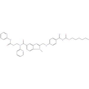 Dabigatran Impurity 8
Hexyl (imino(4-(((1-methyl-5-((3-oxo-3-(pyridin-2- ylamino)propyl)(pyridin-2-yl)carbamoyl)-1H-benzo[d]imidazol-2- thyl)amino)phenyl)methyl)carbamate