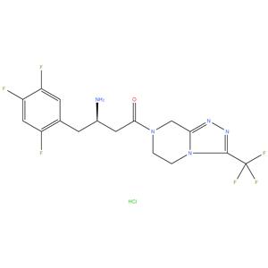 Sitagliptin
(R)-3-amino-1-(3-(trifluoromethyl)-5,6-dihydro- [1,2,4]triazolo[4,3-a]pyrazin-7(8H)-yl)-4-(2,4,5- trifluorophenyl)butan-1-one hydrochloride