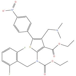 Ethyl 2-[[(2,6-difluorophenyl)methyl](ethoxycarbonyl)amino]-4-[(dimethylamino)methyl]-5-(4-nitrophenyl)thiophene-3-carboxylate