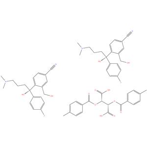 (+)-Dipara tolouyl–d-tartaric acid salt of 4-[(4’-Dimethyl 
amino)-1-(4”-fluorophenyl)-1-hydroxy butyl]-3-(hydroxy 
methyl) benzonitrile