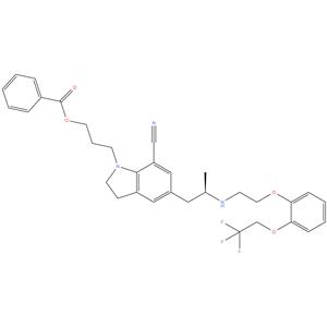 3-{7-Cyano-5-[(2R)-2-({2-[2-(2,2,2-trifluoroethoxy)phenoxy]ethyl}amino)propyl]-2,3-dihydro-1H-indol-1-yl}propyl benzoate
