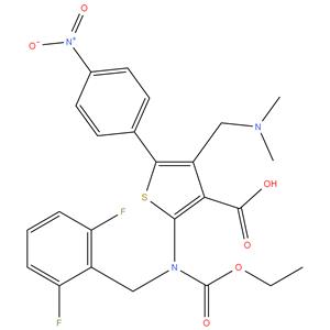 2-[[(2,6-difluorophenyl)methyl](ethoxycarbonyl)amino]-4-[(dimethylamino)methyl]-5-(4-nitrophenyl)thiophene-3-carboxylic acid