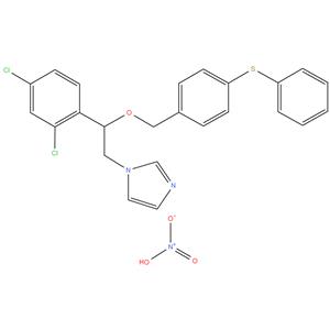 Fenticonazole Nitrate
1-(2-(2,4-dichlorophenyl)-2-((4-(phenylthio)benzyl)oxy)ethyl)-
1H-imidazole nitrate