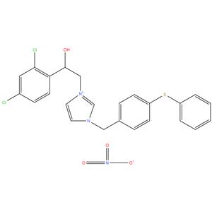 Fenticonazole Nitrate EP Impurity D
3-(2-(2,4-dichlorophenyl)-2-hydroxyethyl)-1-(4- (phenylthio)benzyl)-1H-imidazol-3-ium nitrate