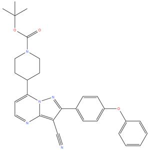 Zanubrutinib intermediate; (tert-butyl 4-(3-cyano-2-(4-phenoxyphenyl)pyrazolo[1,5-a]pyrimidin-7-yl)piperidine-1-carboxylate)