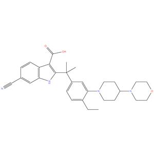 6-Cyano-2-(2-[4-ethyl-3-[4-(morpholin-4-yl)piperidin-1-yl]phenyl]propan-2-yl)-1H-indole-3-carboxylic acid