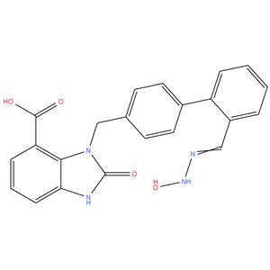 Azilsartan Impurity D
3-((2'-(N'-hydroxycarbamimidoyl)-[1,1'-biphenyl]-4-yl) methyl)-2-oxo-2,3-dihydro-1H-benzo[d]imidazole-4-carboxylic acid