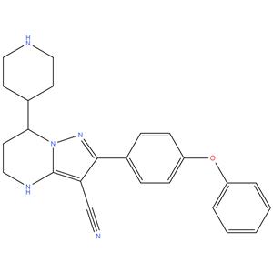 2-(4-phenoxyphenyl)-7-(piperidin-4-yl)-4,5,6,7-tetrahydropyrazolo[1,5-a]pyrimidine-3-carbonitrile; Zanubrutinib impurity-14; Racemic