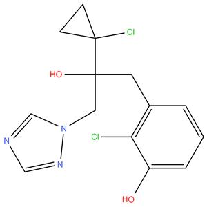 2-chloro-3-(2-(1-chlorocyclopropyl)- 2-hydroxy-3-(1H-1,2,4-triazol-1- yl)propyl)phenol