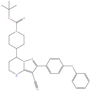 Zanubrutinib impurity-3; (tert-butyl 4-(3-cyano-2-(4-phenoxyphenyl)-4,5,6,7-tetrahydropyrazolo[1,5-a]pyrimidin-7-yl)piperidine-1-carboxylate)